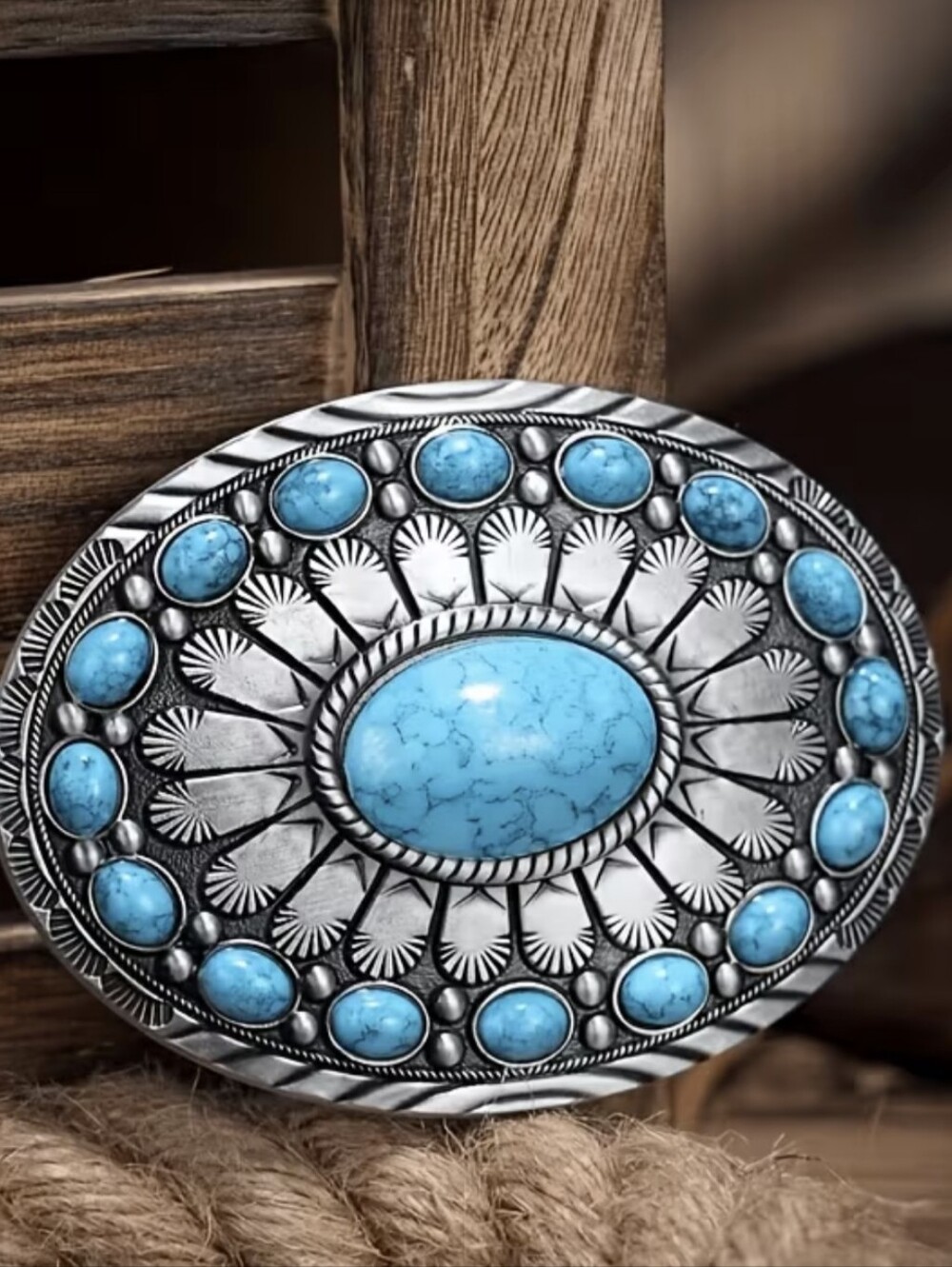 NEW Western Cowgirl Turquoise Blue Stone Oval Belt Buckle Boho Rodeo, TM2-B1D